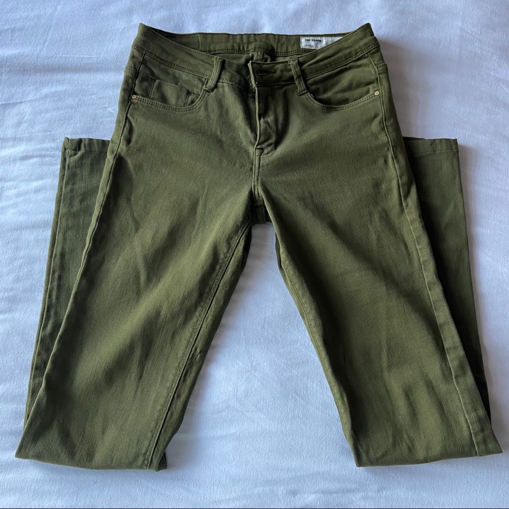 Zara army green skinny jeans